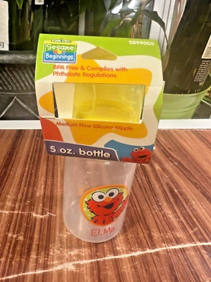Sesame Street Beginnings Plastic Baby Bottle Elmo 5 oz. BPA FREE Medium Flow NEW - Imagem 1 de 4