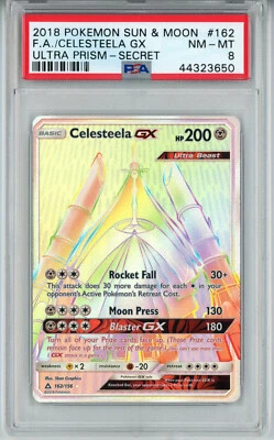 2018 POKEMON ULTRA PRISM CELESTEELA GX #162 SECRET RARE PSA 8 NM #44323650 - Image 1 of 2