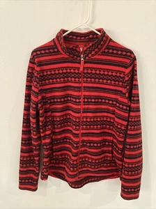 Merona Aztec Fleece Jacket Size Large Red Dark Blue Geo Print Women’s Target - Picture 1 of 11
