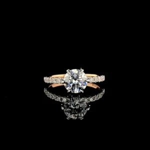 2.00 Carat Round Cut Lab Grown Diamond Solitaire Engagement Ring 14K Rose Gold - Picture 1 of 4