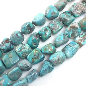 Cuentas espaciadoras de pepita áspera azul turquesa genuino natural 11-18 mm 15" (TU770) c - Imagen 1 de 7