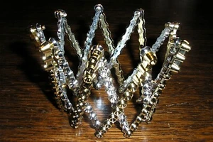 Fancy Dress Coronet Crown Costume Accessory Gold and Silver with Elastic - Picture 1 of 6