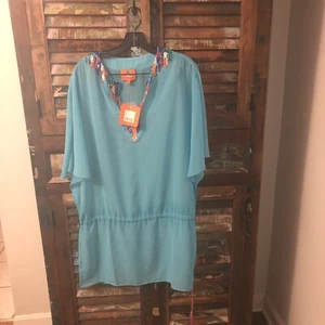 Copricaftano corto paillettes trasparenti acqua Pia Pauro nuovo con etichette XS Extra Small Revolve - Foto 1 di 3