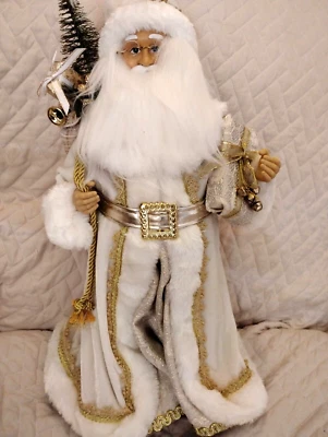 ¡NUEVO! Figura SANTA de 18,75" CHRISTMAS RAZ Importada, 2022 Coleccionable DORADO Y Blanco Foto 1 de 4