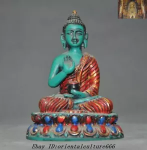 Collect Tibet Artificial Turquoise Resin Carved Sakyamuni Medicine buddha Statue - Picture 1 of 8