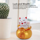 (Small Eye Gold) Lucky Cat Ornament Solar Powered Lucky Wealth LT CM