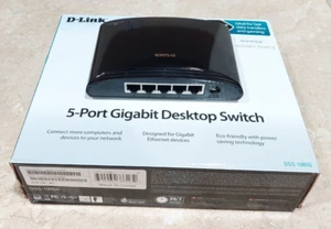 D-Link Ethernet Switch 5-Port Gigabit DGS-1005G Black Factory Box Power adapter - Picture 1 of 5