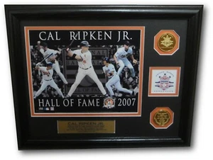 Cal Ripken Jr Unsigned 8x10 Hall Of Fame Photo With Collectors Coins Framed - Picture 1 of 1