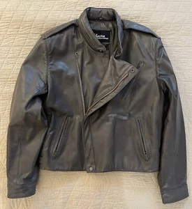 Wilsons Vintage Leather Asymmetric Zip Motorcycle Jacket in Gray Size 42 - Picture 1 of 8