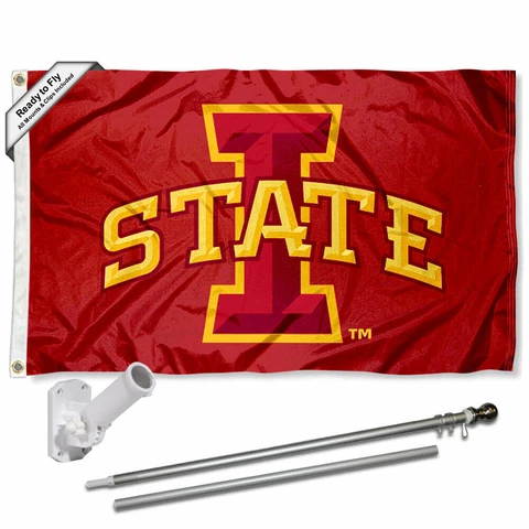 Iowa State Cyclones Flag Pole and Bracket Gift Set Package Cover