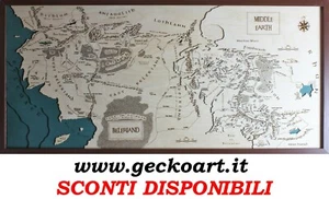 Terra di Mezzo & Beleriand Mappa Cartina 3D Quadro Moderno Chart www.geckoart.it - Picture 1 of 30