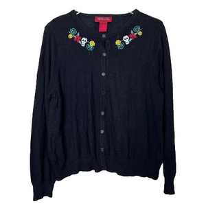 Torrid Book of Life Flower Skull Embroidered Cardigan Sweater Black Womens 2X - Picture 1 of 5