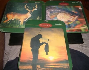 COMPUTER MOUSE PAD lot Bass fish Fisherman's Silhouette deer sportsman desk NEW - Picture 1 of 4
