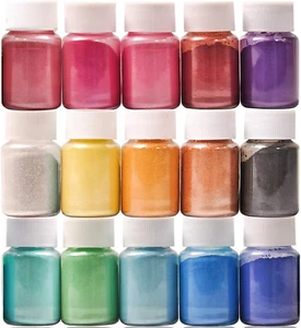 DEWEL Mica Powders for Epoxy Resin, 15 Colors Pearlescent Powder 10g/0.35oz Each - Picture 1 of 8