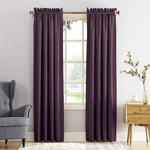 Sun Zero Barrow Energy Efficient Rod Pocket Curtain Panel 95" x 54" Plum Purple - Picture 1 of 4