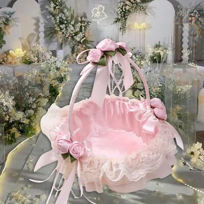 Cesta de flores para niñas con flores para fiestas aniversario de dama de honor Foto 1 de 4