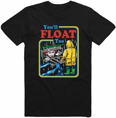 CLASSIC You Will Float Scary Movie T-Shirt PENNYWISE Georgie IT Halloween Costume Horror