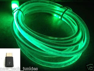 3FT GLOW LED Light-up Power Charger Data Sync Cable for Samsung S6 S7+ Micro USB - Picture 1 of 21