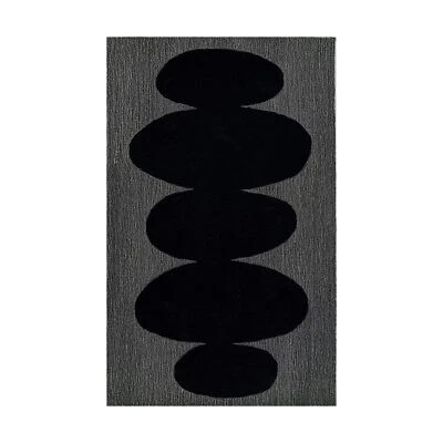 Alfombra de lana Momeni Simba con respaldo de algodón y látex, negra, 3'6" X 5'6" Foto 1 de 4