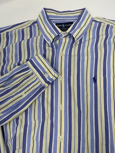 Ralph Lauren Blake Men's Long Sleeve Button Down Shirt Large Cotton Striped Blue - Picture 1 of 9