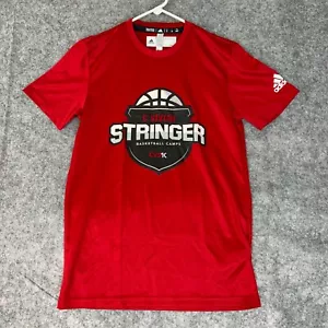 Adidas Mens Shirt Extra Small Red Black Basketball Short Sleeve Active Graphic - Picture 1 of 9