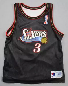 Vintage 90s Champion Allen Iverson 76ers Basketball Reversible Jersey Sz L 14-16 - Picture 1 of 8