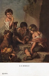 Vintage postcard B.E. Murillo artist boys playing Dice game gambling - Picture 1 of 2