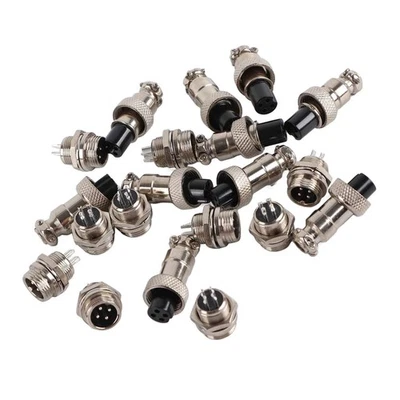10 Set Silver GX12 4Pin 12mm Aviation Plug Male Female Metal Socket Connector - Image 1 of 4