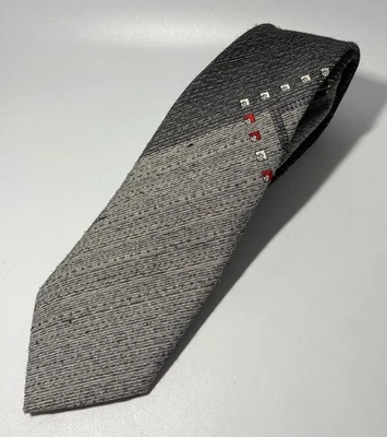 Vintage Richwood Collection Black Gray Red Design Tie 55.50 x 3.50" - Image 1 of 4