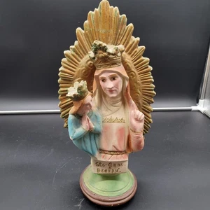 12” Vintage St Anne de Beaupre Statue w/ Child Mary Chalkware Damaged - Picture 1 of 13