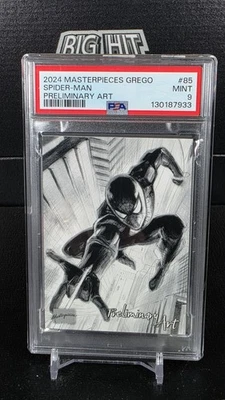2024 UPPER DECK MARVEL MASTERPIECES NAHUEL GREGO SPIDERMAN PRELIMINARY ART PSA 9 - Image 1 of 2