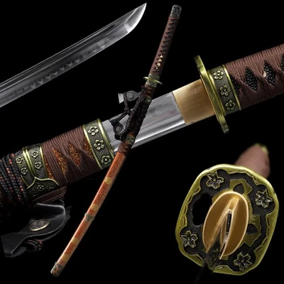 Tachi T10 Steel Katana Clay Tempered Sharp Japanese Samurai Sword Real Hamon - Image 1 of 4