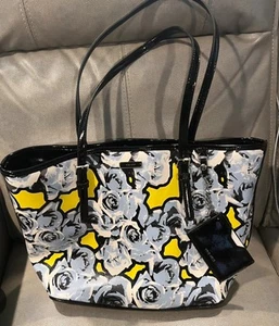 Nine West Blue and Yellow Rose 3 Compartment Tote W/Middle Zip Pocket NWT - Picture 1 of 8