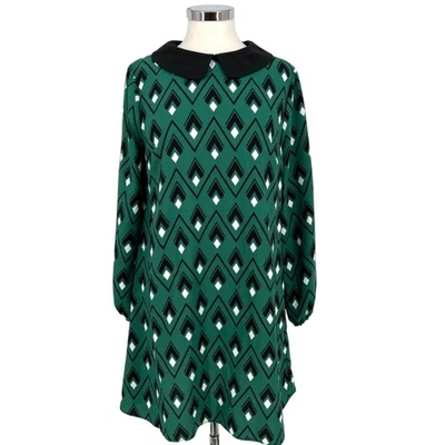 ModCloth You Make Loving Fun Shift Dress Peter Pan Collar Green Size Medium - Image 1 of 4