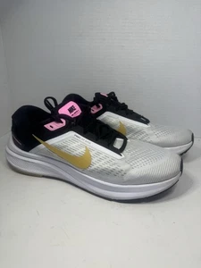 Nike Air Zoom Structure 24 in bianco/oro grano-nero da donna taglia US 10 - Foto 1 di 7