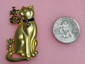 VTG Danecraft Cat & Mouse Brooch Pin Gold Tone "I DONT DO MOUSE WORK" - Imagen 1 de 8