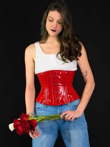 411 Size 30” Standard Authentic Red PVC Underbust Corset - Picture 1 of 5