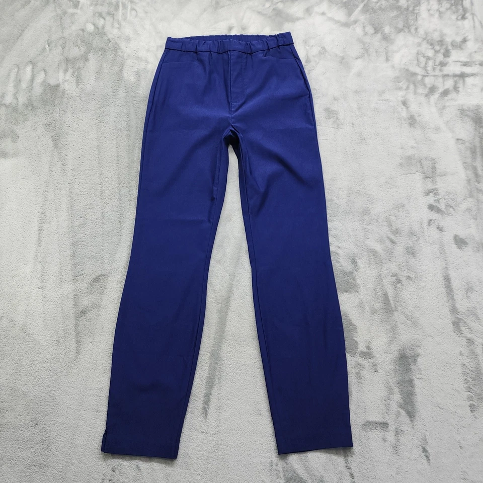 Pantalones Susan Graver para mujer talla 4 azules tiro alto elásticos bolsillos al tobillo Foto 1 de 4