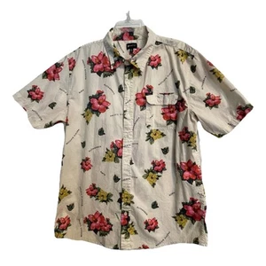 Matix Aloha Men's Shirt XL Lt Beige Floral Cotton Pacific Division Surf Skate - Picture 1 of 8