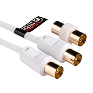 Rhinocables Aerial Coaxial Cable w Gold-Plated Connectors Male to Male RF 10m - Picture 1 of 5