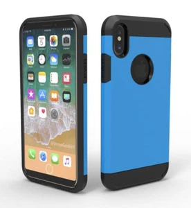 Coque blindée pour iphone X bleu ciel haute qualité silicone + polycarbonate - Photo 1 sur 1