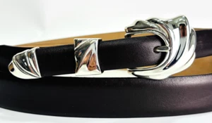 Echtes Leder Gürtel 40 & James Martin .925 Sterling Silber Ranger Gürtelschnalle - Bild 1 von 9