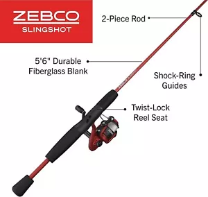 Zebco Slingshot Spinning Reel and Fishing Rod Combo, 5-Ft 6-In 2-Pc Fishing Pole - Picture 1 of 5