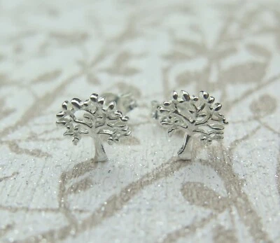 Argento Sterling Massiccio Celtico Albero Della Vita Orecchini a Lobo - Immagine 1 di 2