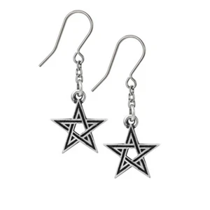 Alchemy Gothic Black Star Earrings Pentagram Pewter Occult Goth Punk Emo Witchy - Picture 1 of 1