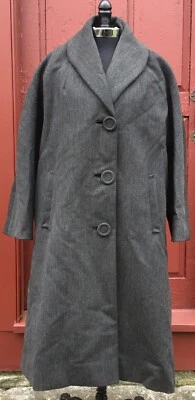 古董 1930 年代女式羊毛系列斜纹棉大衣缎衬里 IMMACULATE COND — 第 1/4 张图片