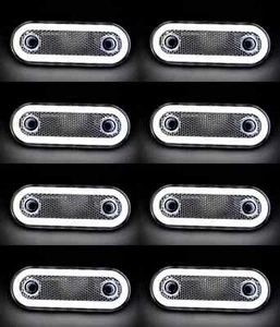 8x Oval 12V/24V White LED NEON Front Marker Lights for Scania MAN DAF Renault  - Picture 1 of 7