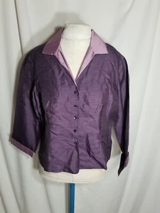 RENA ROWEN BLOUSE SZ 12 PURPLE & LAVENDER - Picture 1 of 4