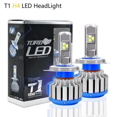 T1 Turbo Car Headlight H4 HB2 9003 LED Bulbs High Low Beam 80W 6000K Auto Canbus - Image 1 of 4
