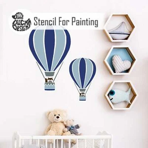 Plantilla de muebles de pared de vivero globo de aire caliente a rayas reutilizable Dizzy Duck - Imagen 1 de 2